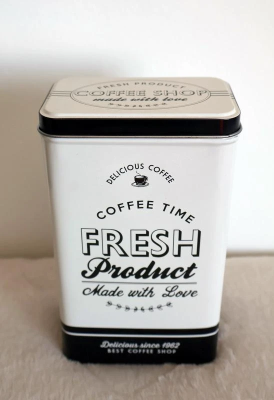 Lata Café Vintage Branco e Preto 1500ml
